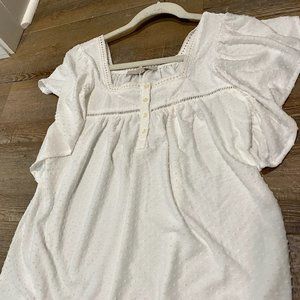 Clip Dot Square Neck Henley Top NWT